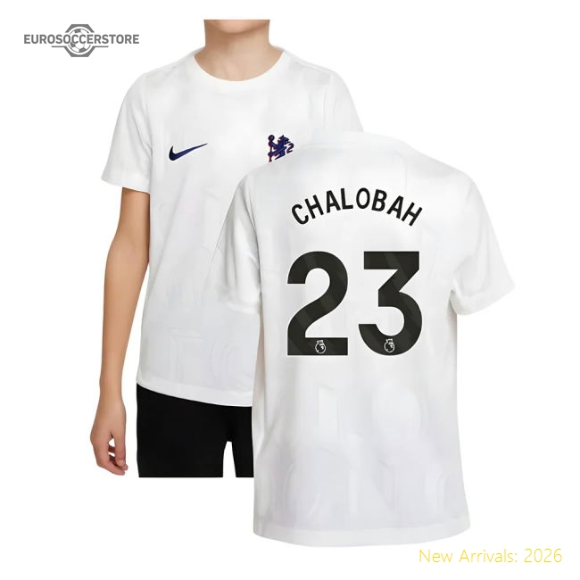 2025-2026 Chelsea Pre-Match Shirt (White) - Kids (Chalobah 23)-Vantage Point Soccer
