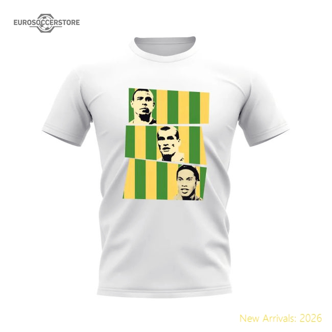 Ronaldo Rivaldo Ronaldinho Brazil Trio T-Shirt (White)-Vantage Point Soccer