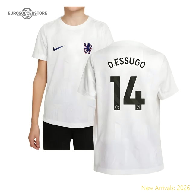 2025-2026 Chelsea Pre-Match Shirt (White) - Kids (D.Essugo 14)-Vantage Point Soccer
