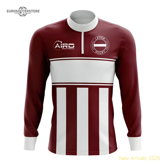 Latvia Concept Football Half Zip Midlayer Top (Maroon-White)-Vantage Point Soccer
