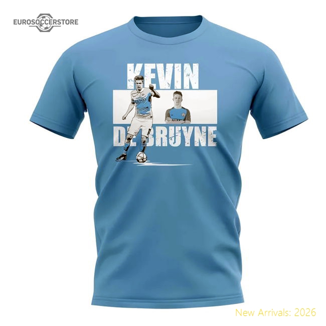Kevin De Bruyne Player Collage T-Shirt (Sky Blue)-Vantage Point Soccer