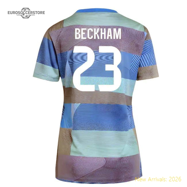 2025-2026 Real Madrid Pre-Match Shirt (Bluebird) - Womens (Beckham 23)-Vantage Point Soccer