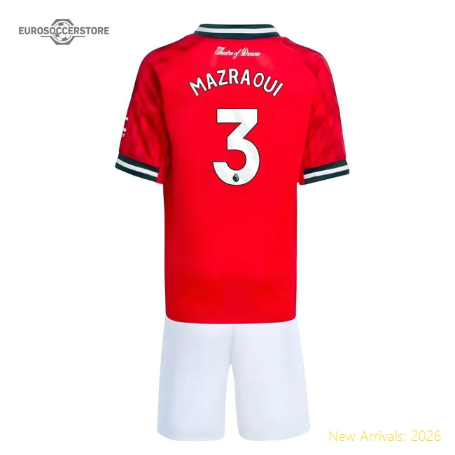 2025-2026 Man Utd Home Mini Kit (Mazraoui 3)-Vantage Point Soccer