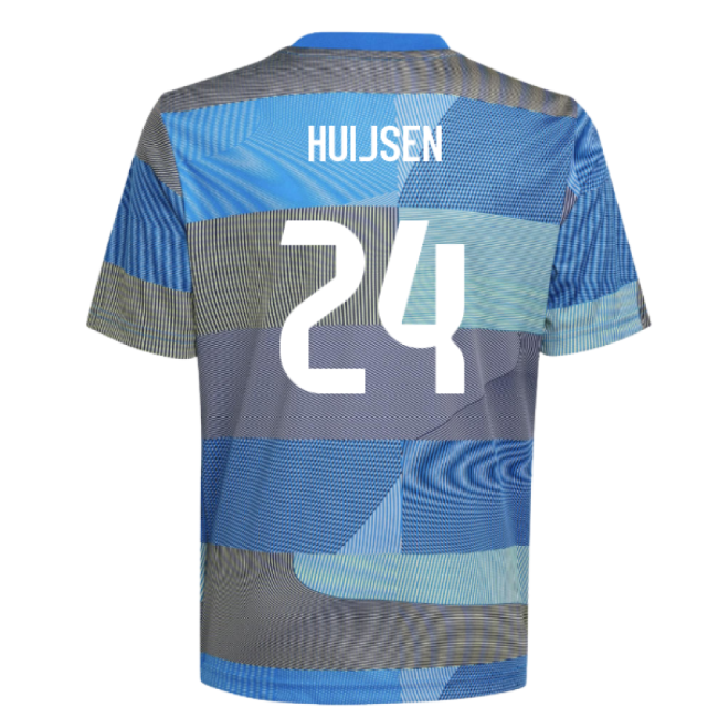 2025-2026 Real Madrid Pre-Match Shirt (Blue) - Kids (Huijsen 24)-Vantage Point Soccer