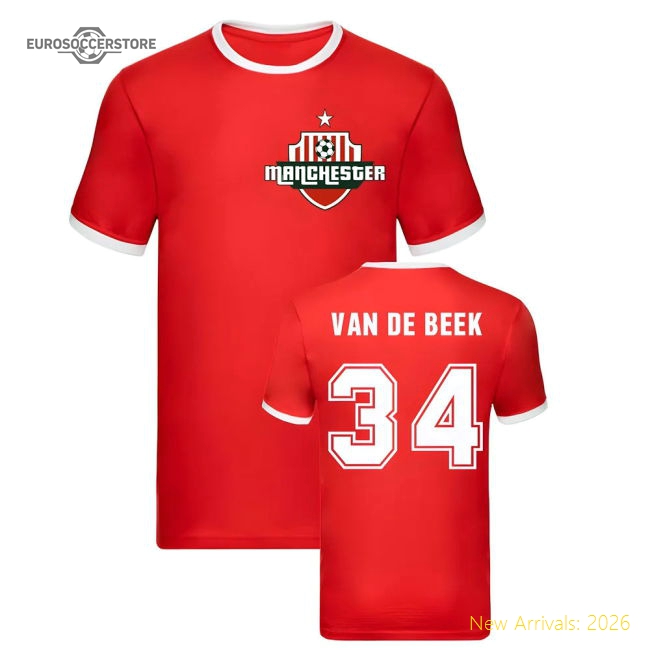 Donny Van De Beek Manchester Ringer Tee (Red)-Vantage Point Soccer