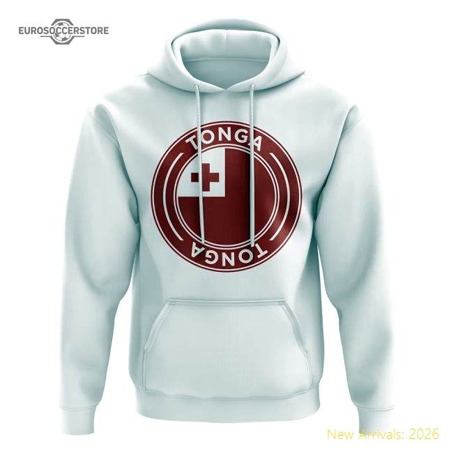 Tonga Football Badge Hoodie (White)-Vantage Point Soccer