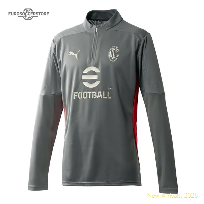 2024-2025 AC Milan Training 1/4 Zip Top (Grey)-Vantage Point Soccer