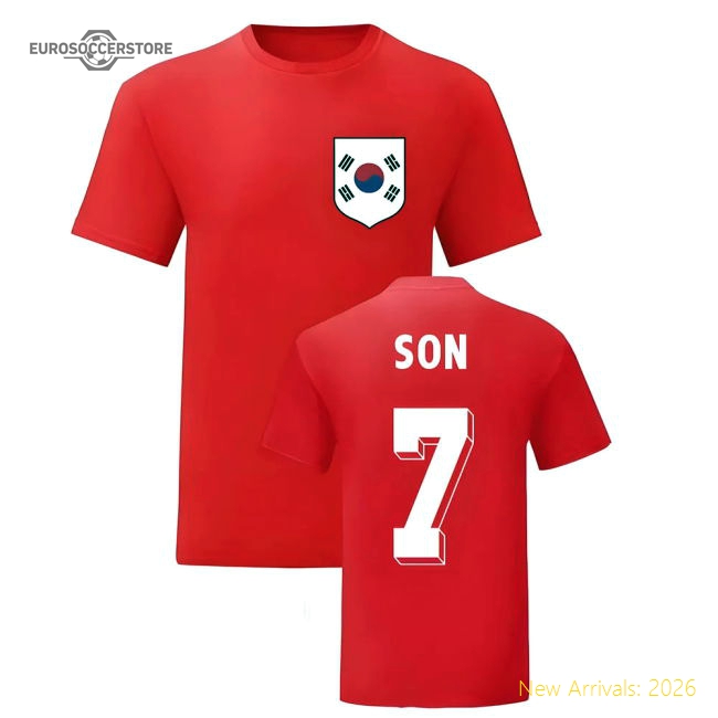 Son Heung-Min (Son) South Korea National Hero Tee (Red)-Vantage Point Soccer