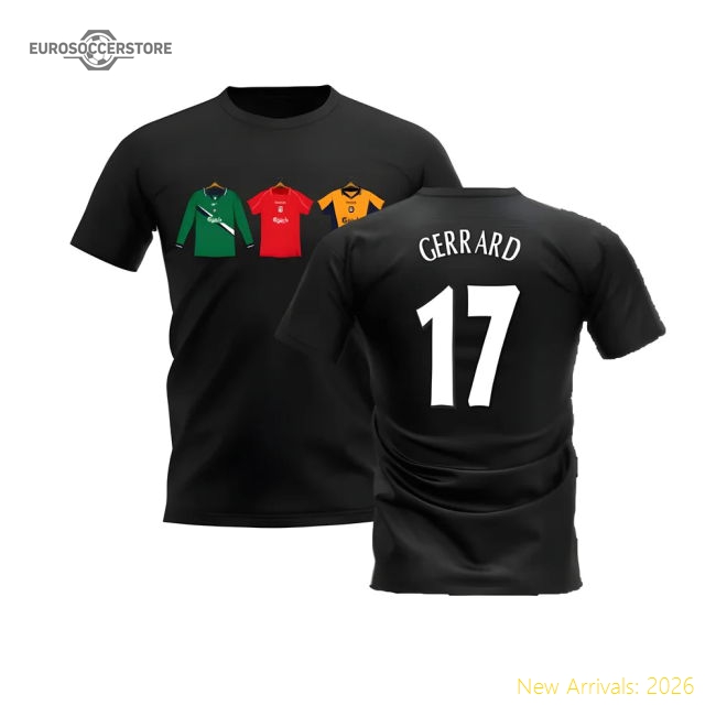 Liverpool 2000-2001 Retro Shirt T-shirt (Black) (GERRARD 17)-Vantage Point Soccer