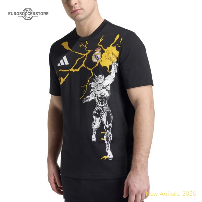 2025-2026 Real Madrid Marvel Tee (Black)-Vantage Point Soccer