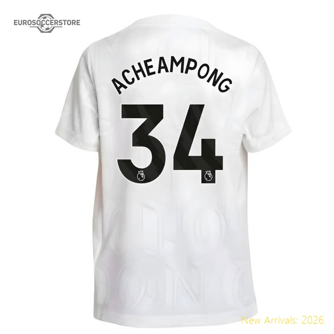 2025-2026 Chelsea Pre-Match Shirt (White) - Kids (Acheampong 34)-Vantage Point Soccer