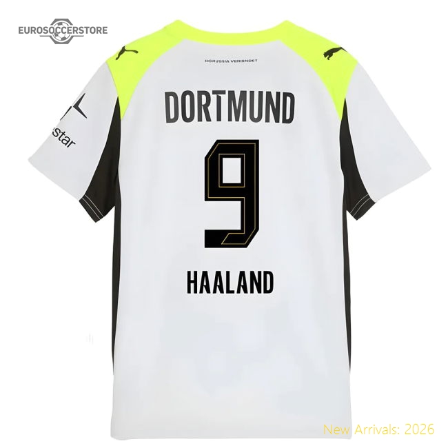 2025-2026 Borussia Dortmund Away Shirt (Kids) (Haaland 9)-Vantage Point Soccer