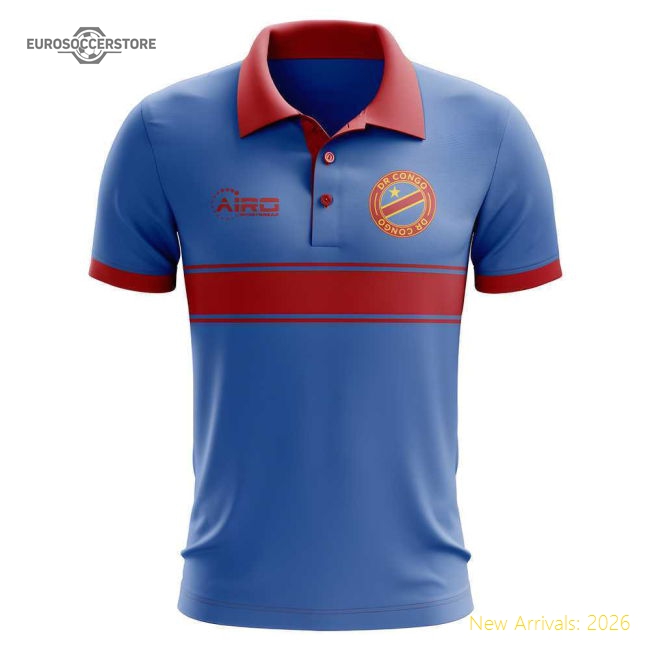 DR Congo Concept Stripe Polo Shirt (Blue)-Vantage Point Soccer