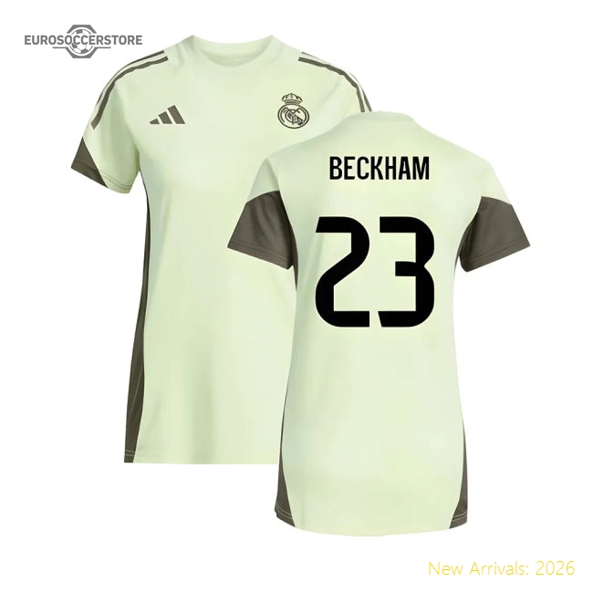 2025-2026 Real Madrid Training Jersey (Almost Lime) - Womens (Beckham 23)-Vantage Point Soccer