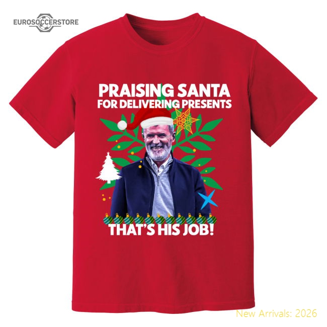 Roy Keane Christmas T-Shirt (Red)-Vantage Point Soccer