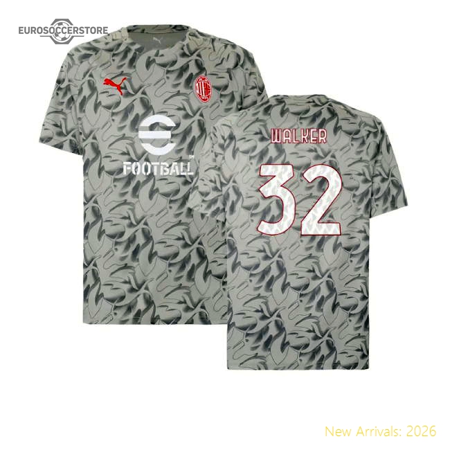 2025-2026 AC Milan Warm Up Jersey (Smokey Gray) (Walker 32)-Vantage Point Soccer