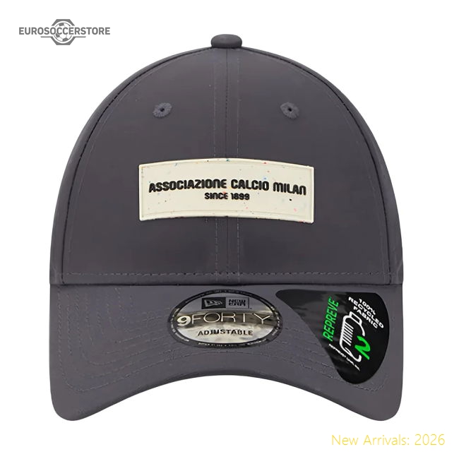 2023-2024 AC Milan Repreve 9FORTY Adjustable Cap (Dark Grey)-Vantage Point Soccer