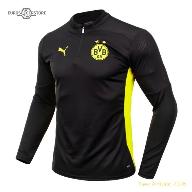 2024-2025 Borussia Dortmund Training 1/4 Zip Top (Black)-Vantage Point Soccer
