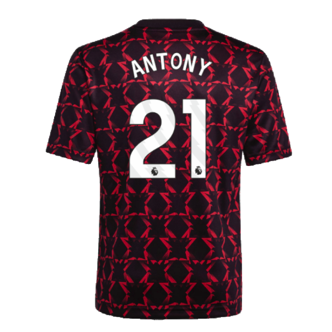 2024-2025 Man Utd Pre-Match Shirt (Black) - Kids (Antony 21)-Vantage Point Soccer