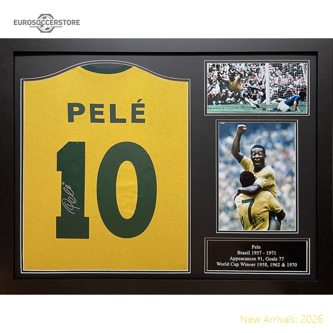 Brasil 1970 Pele Signed Shirt (Framed)-Vantage Point Soccer