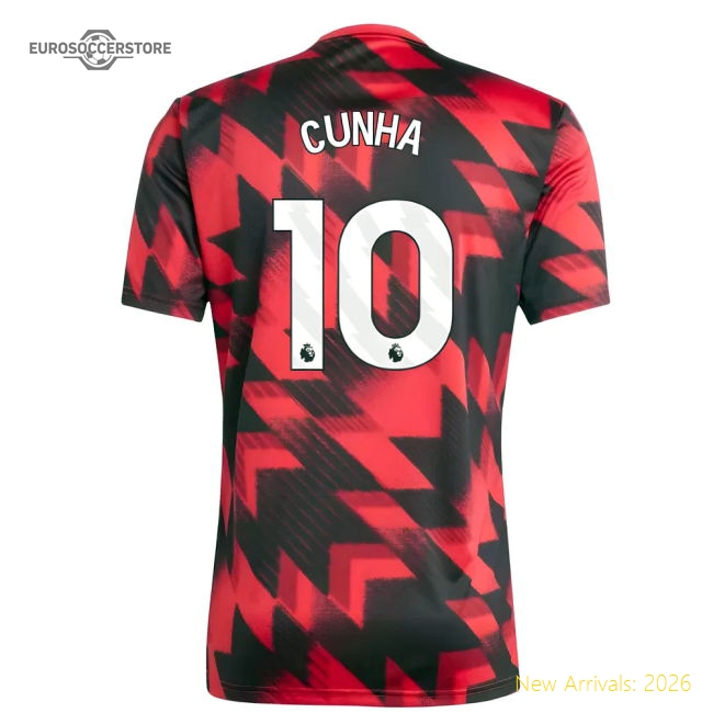 2025-2026 Man Utd Pre-Match Shirt (Red) (Cunha 10)-Vantage Point Soccer