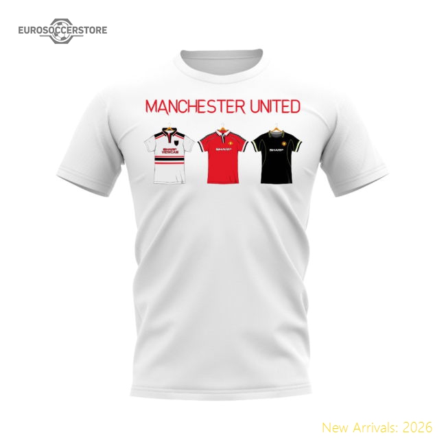Manchester United 1998-1999 Retro Shirt T-shirt - Text (White)-Vantage Point Soccer