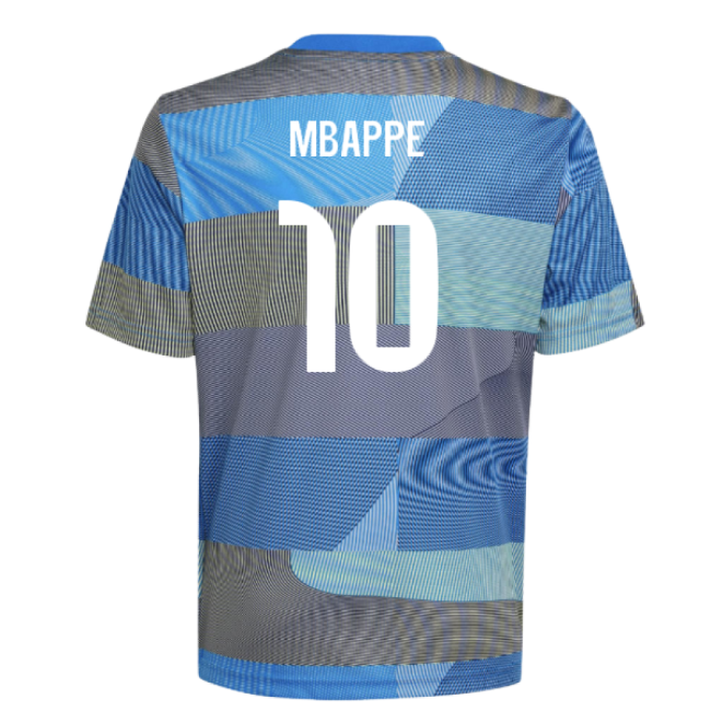 2025-2026 Real Madrid Pre-Match Shirt (Blue) - Kids (Mbappe 10)-Vantage Point Soccer