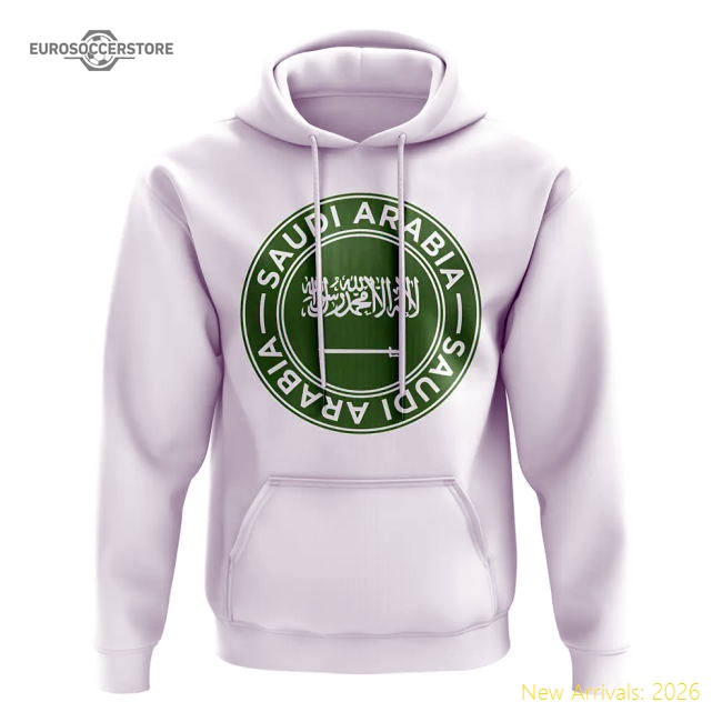 Saudi Arabia Football Badge Hoodie (White)-Vantage Point Soccer