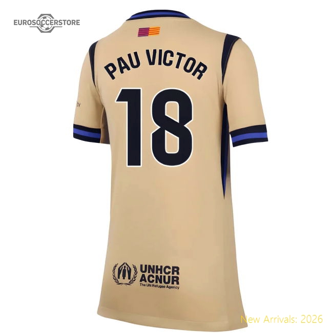 2025-2026 Barcelona Away Shirt (Kids) (Pau Victor 18)-Vantage Point Soccer