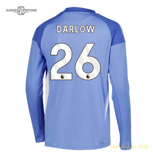 2025-2026 Leeds Home Long Sleeve Goalkeeper Shirt (Blue) - Kids (Darlow 26)-Vantage Point Soccer
