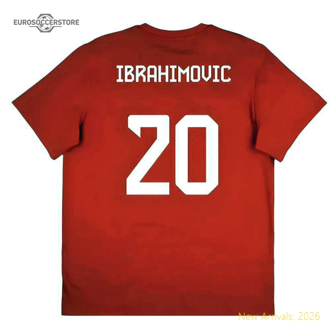2025-2026 Bayern Munich Seasonal Graphic Tee (Red) (Ibrahimovic 20)-Vantage Point Soccer