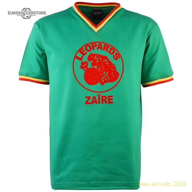 Zaire V-Neck 1974 World Cup Retro Football Shirt-Vantage Point Soccer