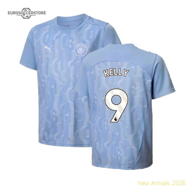 2024-2025 Man City Prematch SS Shirt (Light Blue) - Kids (Kelly 9)-Vantage Point Soccer