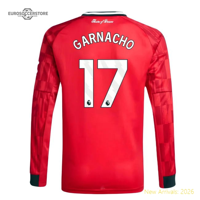 2025-2026 Man Utd Long Sleeve Home Shirt (Kids) (Garnacho 17)-Vantage Point Soccer