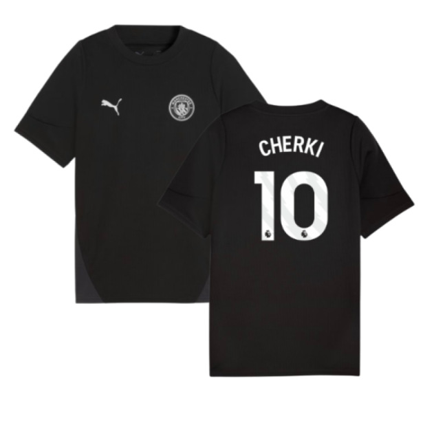 2025-2026 Man City Training Jersey (Black) - Kids (Cherki 10)-Vantage Point Soccer