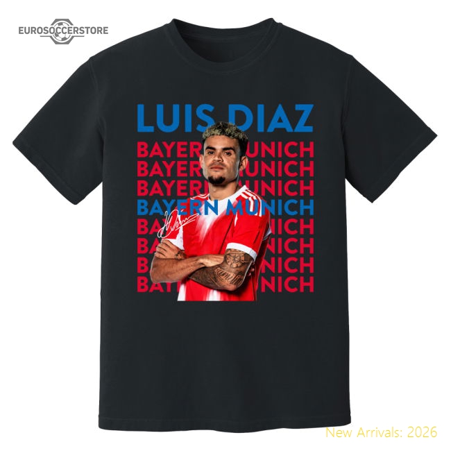 Luis Diaz Bayern Munich New Signing T-Shirt (Black)-Vantage Point Soccer