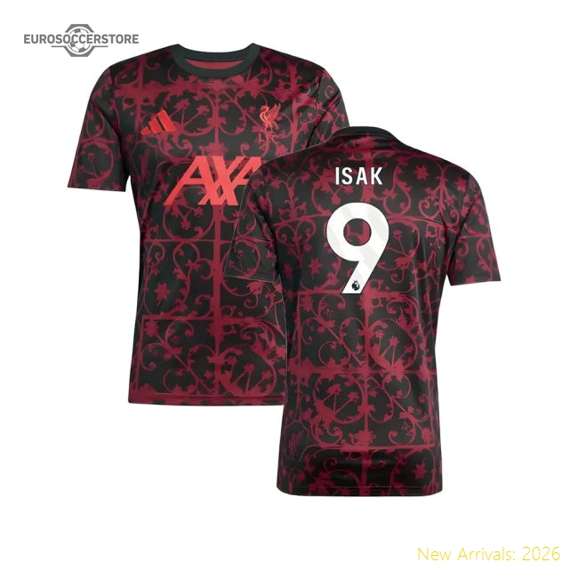 2025-2026 Liverpool Pre-Match Shirt (Black) (Isak 9)-Vantage Point Soccer