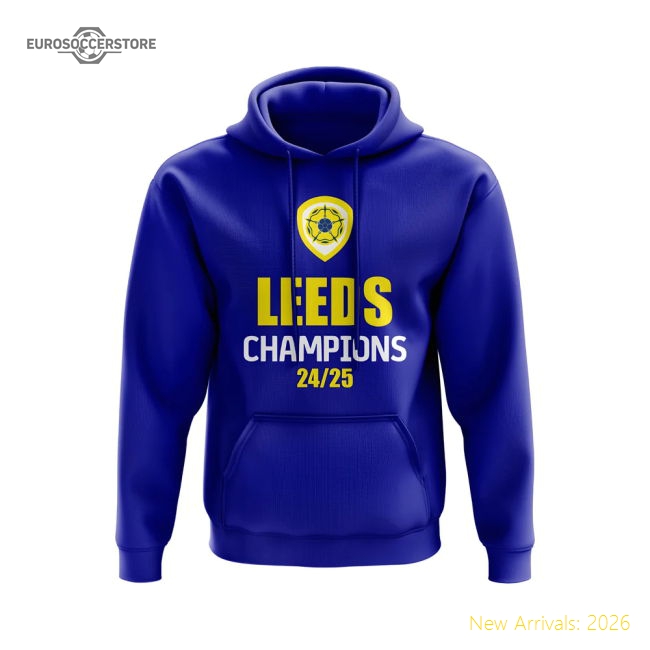 Leeds United Champions 24-25 Hoody (Blue)-Vantage Point Soccer