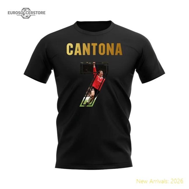 Eric Cantona Name And Number Manchester United T-Shirt (Black)-Vantage Point Soccer