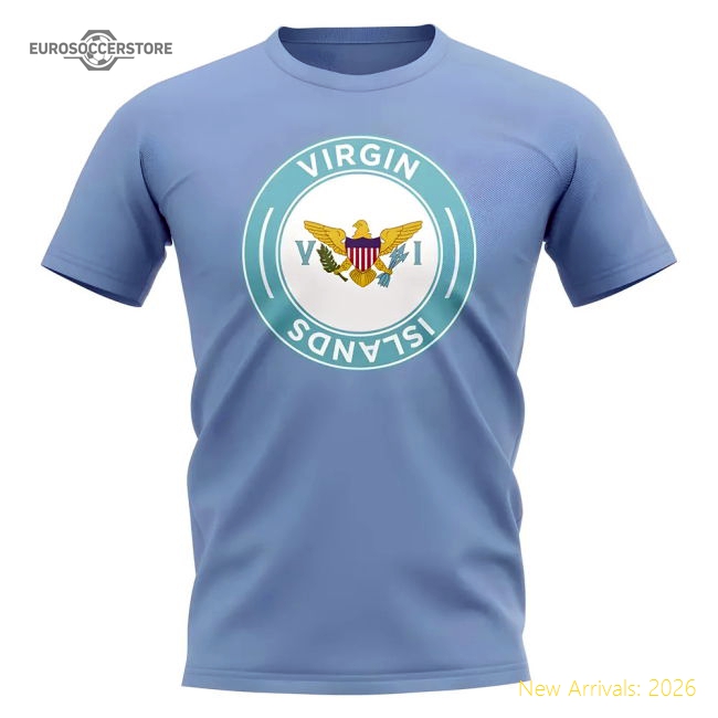 U.S Virgin Islands Football Badge T-Shirt (Sky)-Vantage Point Soccer
