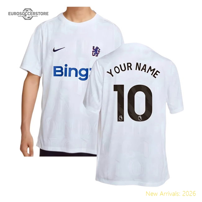 2025-2026 Chelsea Academy Pro Pre-Match Football Top (White) (Your Name)-Vantage Point Soccer