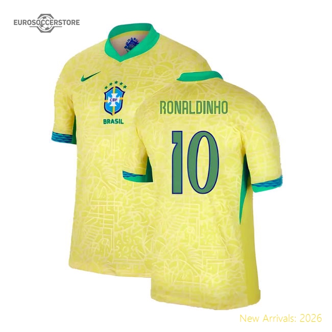 2024-2025 Brazil Home Shirt (Ronaldinho 10)-Vantage Point Soccer