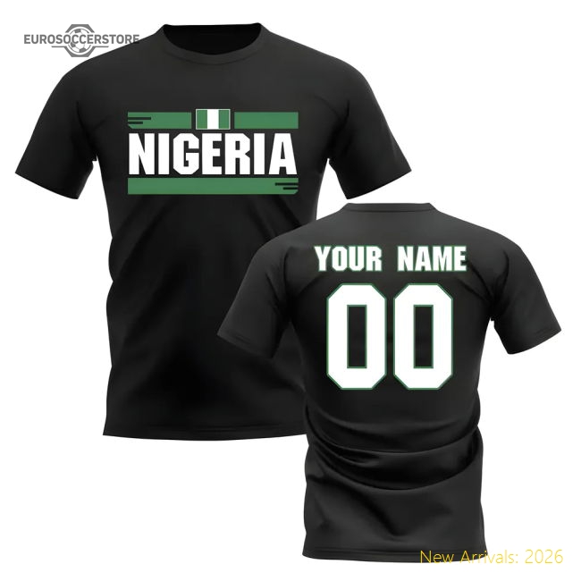 Personalised Nigeria Fan Football T-Shirt (black)-Vantage Point Soccer