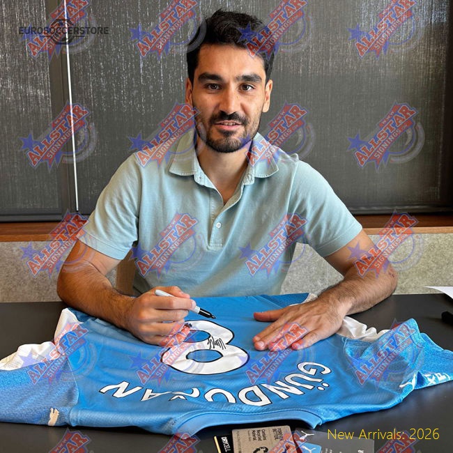 Manchester City FC Gundogan Signed Shirt & Medal (Framed)-Vantage Point Soccer