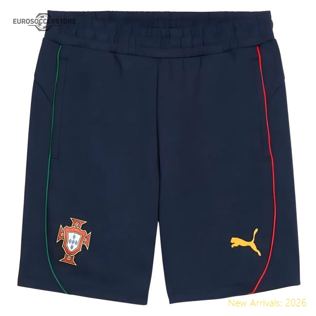2025-2026 Portugal Casuals Shorts (Persian Blue)-Vantage Point Soccer