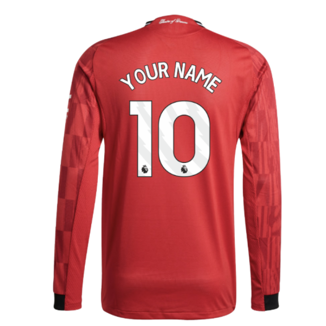 2025-2026 Man Utd Authentic Long Sleeve Home Shirt (Your Name)-Vantage Point Soccer