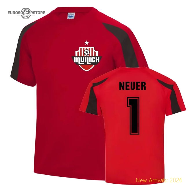 Manuel Neuer Munich Sports Training Jersey (Red)-Vantage Point Soccer