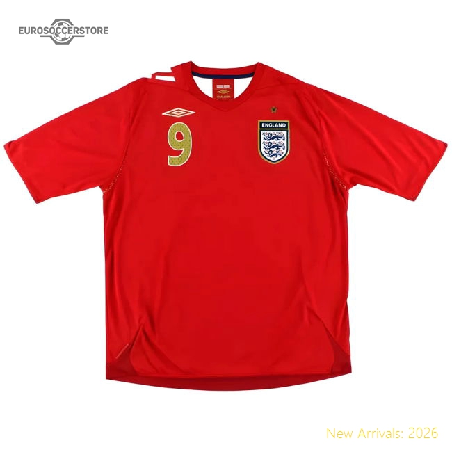 England 2006-08 Away Shirt Rooney #9 (XL) (Excellent)-Vantage Point Soccer