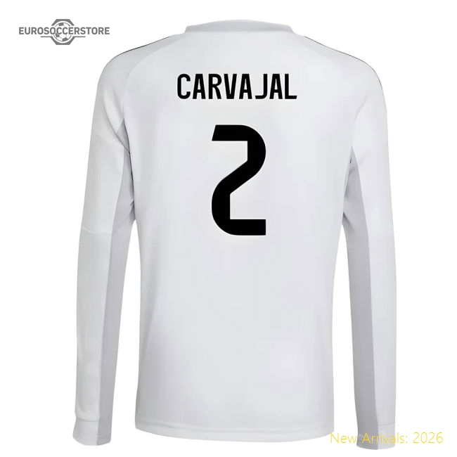 2025-2026 Real Madrid Long Sleeve Home Shirt (Kids) (Carvajal 2)-Vantage Point Soccer