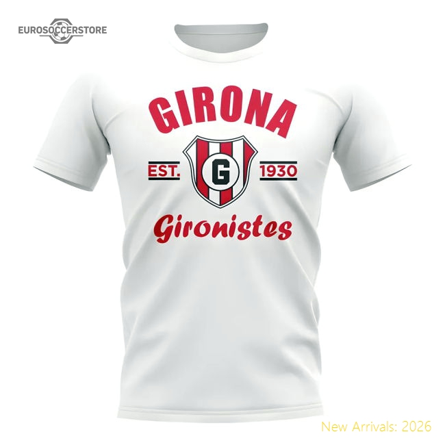 Girona Established Football T-Shirt (White)-Vantage Point Soccer